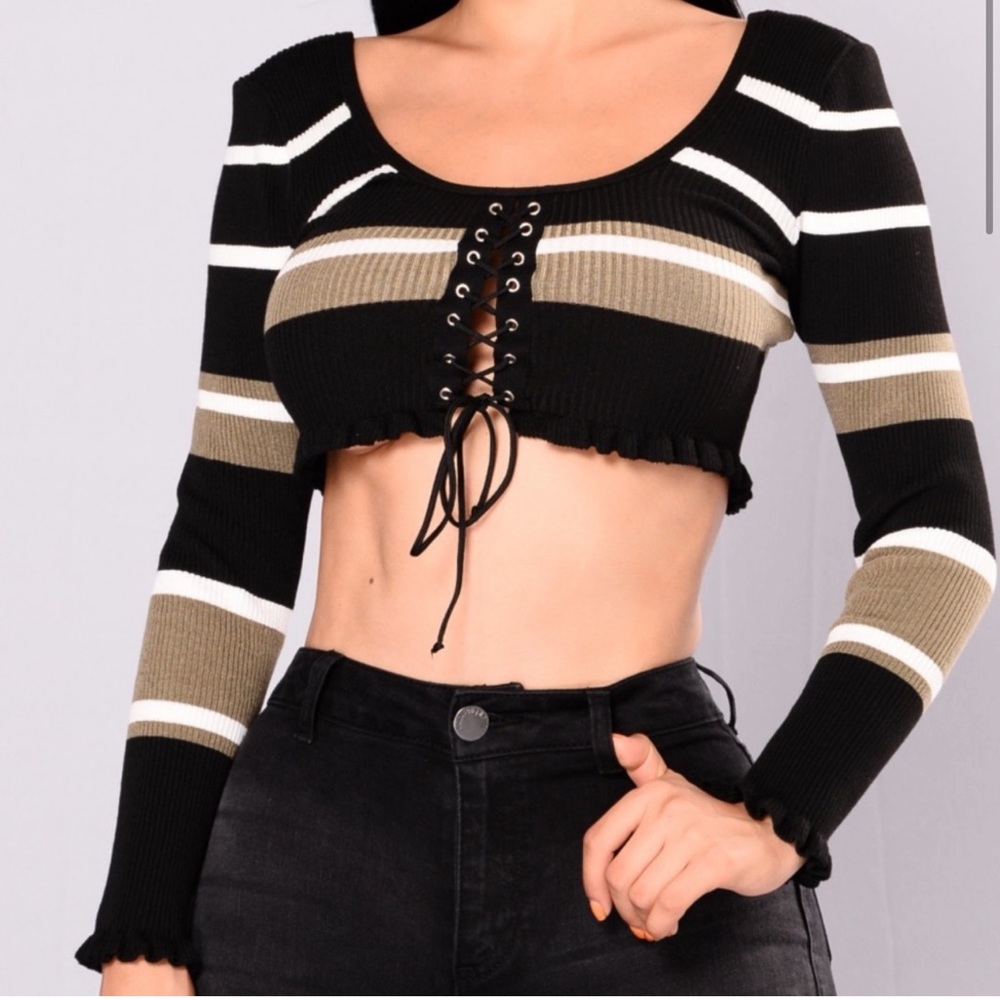ISO: Fashion Nova Striped Long Sleeve Crop Top